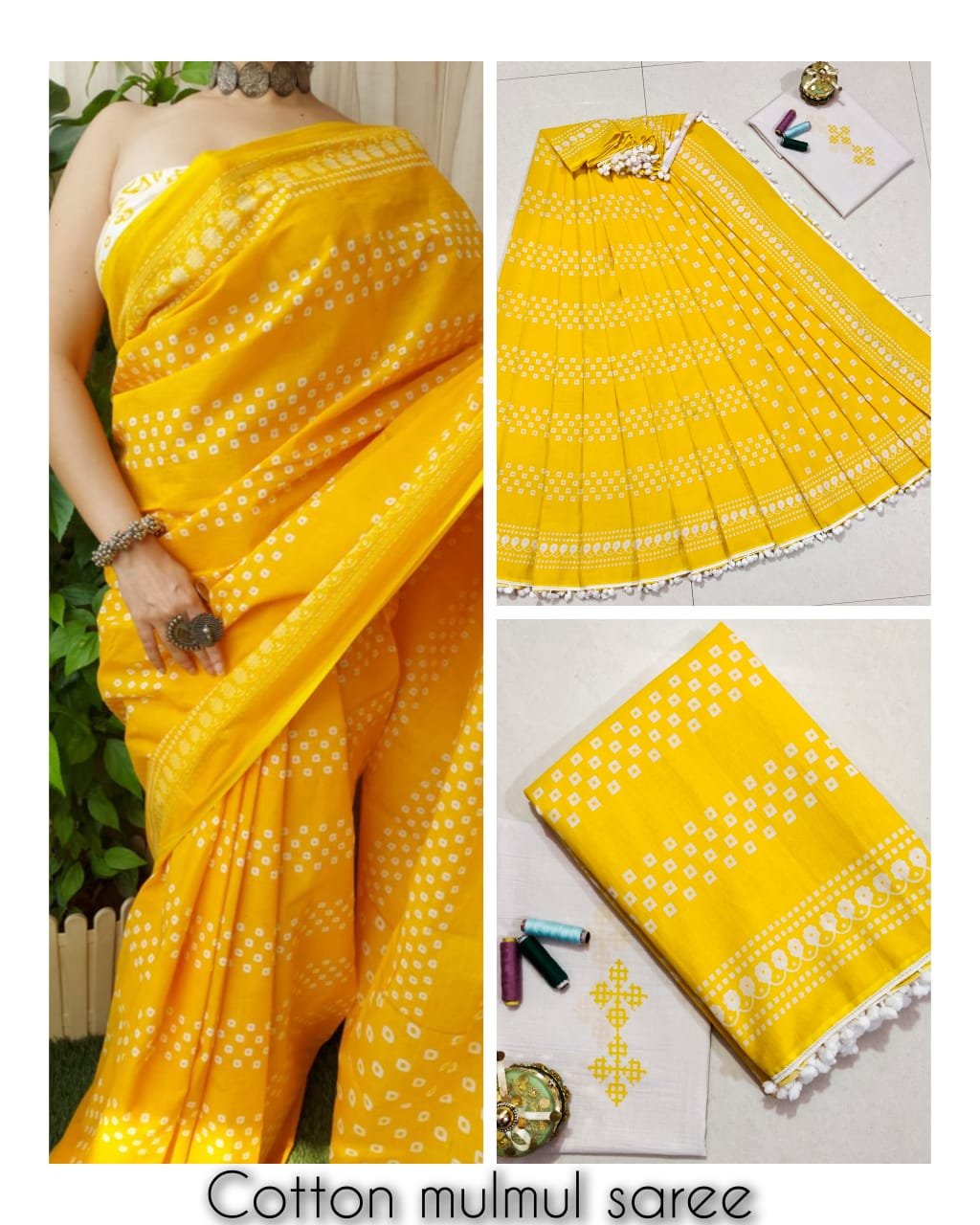 Bagru Block Printed Mulmul Cotton Saree